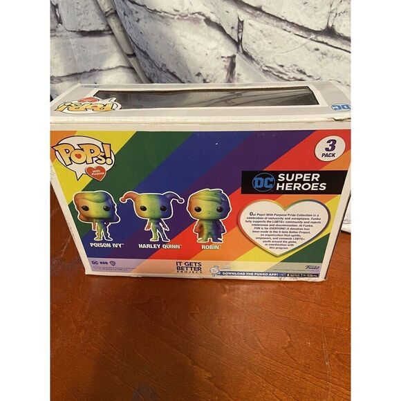 3 Pack Funko Pop Heroes DC Comics Pride Poison Ivy Harley Quinn Robin Figures - Picture 7 of 13